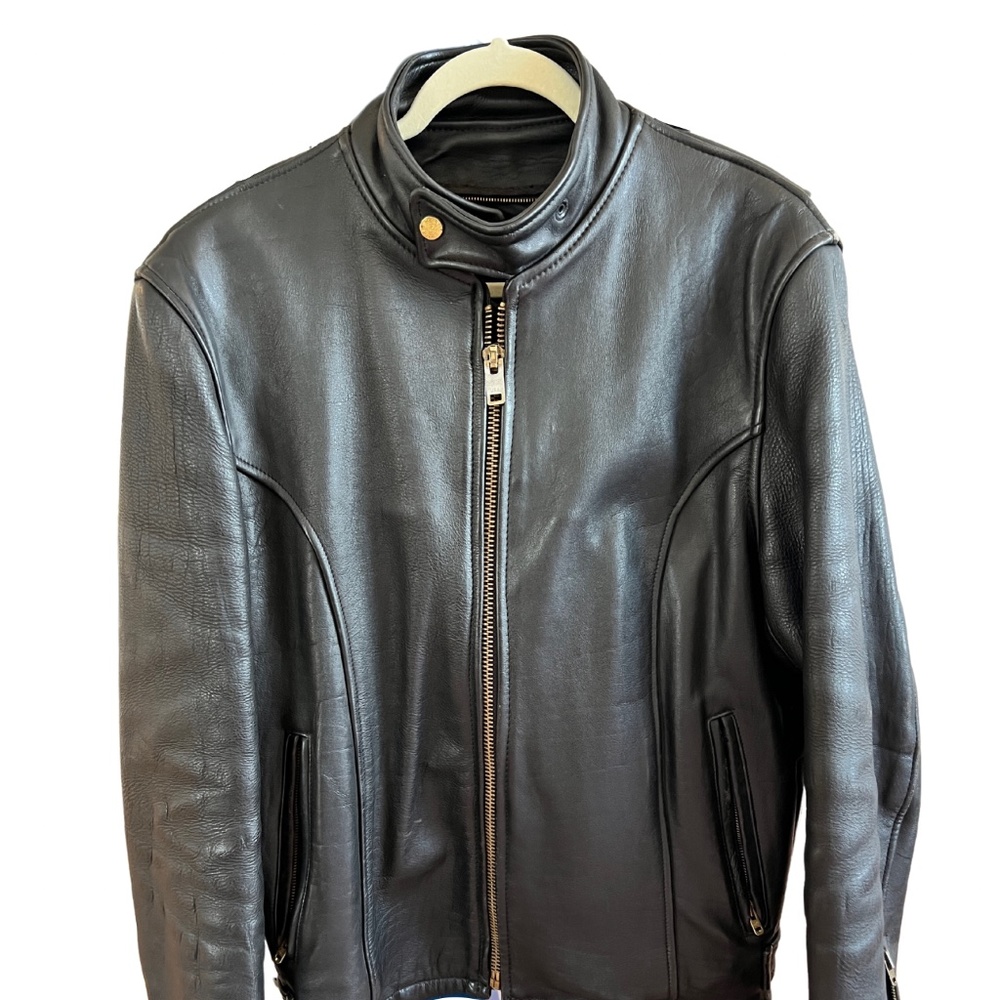 Branded Garments 90’s Black Leather Jacket Size 44